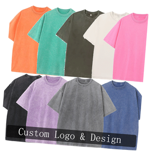 Camiseta personalizada de talla grande para hombre de alta calidad-100% algodón, peso pesado, hombro caído de lujo, camiseta lavada con ácido en blanco - Product Image 1