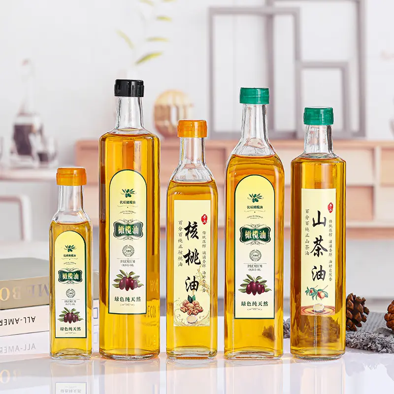 Bouteilles d'huile en verre d'approvisionnement en vrac-Capacité polyvalente, distributeurs d'huile de graines d'olive et de thé scellables pour une organisation de cuisine élégante