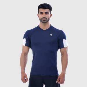 เสื้อยืด Speed Fit สีกรมท่า ผ้าฝ้ายออร์แกนิค 100% น้ำหนัก 200 กรัม ผ้าถัก พิมพ์ลายซิลค์สกรีน เสื้อยืดออกกำลังกาย ดีไซน์เรียบง่าย - Product Image 1