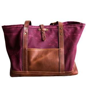 Cadeau pour maman Sac fourre-tout ou sac à bandoulière en cuir pleine fleur et toile cirée LCTG-0005C personnalisé - Product Image 1