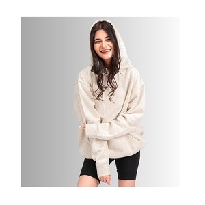 Haute qualité fermeture éclair complète surdimensionné 100% coton polaire à manches longues couleur unie sweats à capuche pour femmes du Bangladesh prix usine - Product Image 4