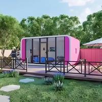 Casa Portátil en Oferta para Campamentos en Obras de Construcción, 20 Pies/40 Pies, Estructura de Acero Galvanizado Contemporánea, Casa Exterior Tipo Cabaña Apple