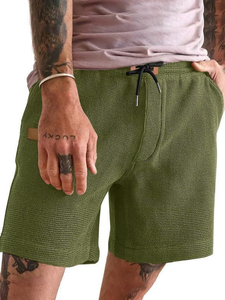 Pantalones cortos informales de punto de gofres para hombre de verano 2025, Color sólido, de longitud media, para gimnasio, atléticos, de secado rápido, transpirables, para entrenamiento al aire libre, ropa de playa - Product Image 4