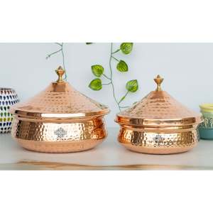 Luxury Tableware-Steel <b>Copper</b> Handi with Elegant <b>Copper</b> Lid and Brass <b>Knob</b> - Product Image 6