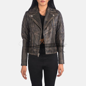 Chaquetas elegantes y elegantes para mujer Chaqueta de bombardero de cuero personalizada Ropa de abrigo de motociclista moderna con diseño de logotipo Premium - Product Image 5