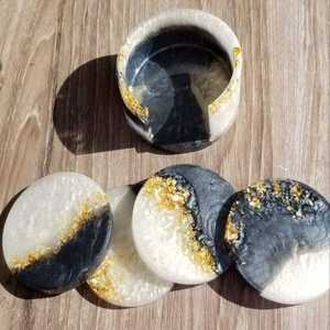 Handmade resin coaster set with floral glitter finish epoxy mats perfect for living room table office decor and <b>gifts</b> - Product Image 6