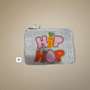 Jolly Script Holiday Monederos con cuentas para Mini carteras hechas a mano a rayas blancas rosas con cremallera Carteras coloridas brillantes en 2025 - Product Image 2