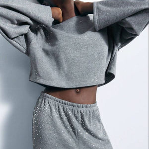 Ensemble de survêtement décontracté pour homme, hiver, à capuche, 2 pièces, vêtements de détente, ensembles de strass, sweat-shirt, jogging, polaire, séchage rapide, grande taille - Product Image 3