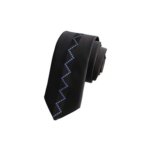 Corbata delgada de moda fina con panel especial estampado en zigzag azul - Product Image 2