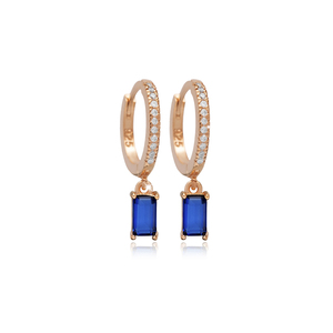 Saphir CZ Rectangle Baguette Design Boucles d'oreilles en argent Bijoux fins Bijoux artisanaux turcs - Product Image 6