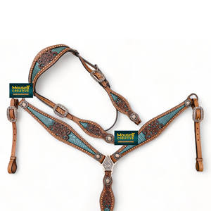 Personalizado Western Horse Tack Cuero de vaca Headstall Breastcollar Set Flor Filigrana Talla Venta al por mayor Fabricante ecuestre - Product Image 4