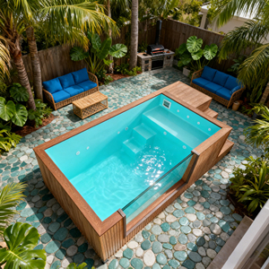 Grande piscine hors sol en fibre de verre pour l'extérieur, conteneur d'expédition, spa, piscine avec fenêtre - Product Image 4