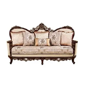 Sheesham polish Wooden Sofa in Three Seater Royal Handmade Work Design Carved Living Room Furniture