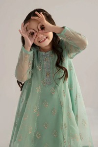 Đáng Yêu Pakistan Đảng Mặc Cho Trẻ Em Cô Gái Với Sequin Chỉnh Trang Và Lớp <span class=keywords><strong>Net</strong></span> Thiết Kế Áo Dài - Product Image 2