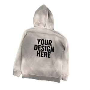 Veste à capuche à fermeture éclair personnalisée sweats en coton éponge française vierge fermeture éclair complète Vintage lavage à l'acide sweats à capuche en détresse pour hommes - Product Image 2