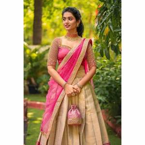 Kanjiveram Silk zari lehanga พร้อมเสื้อปักลาย duppta!! - Product Image 4