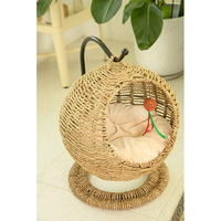 Panier-lit pour chat en osier et en jonc de mer fait à la main de haute qualité, avec coussin, pour chien et chat, produit tendance pour 2023 en provenance du Vietnam
