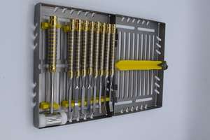 अस्थि विभाजन और दंत प्रत्यारोपण प्लेसमेंट के लिए मैलेट मैनुअल सर्जिकल किट के साथ 9 स्टील के चेलों का सेट - Product Image 5