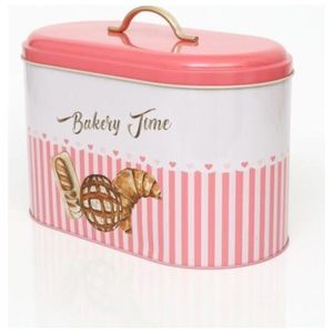 Caja de pan de Metal con fondo de línea rosa de 178x338x200mm con asa 9.8L Almacenamiento y contenedor de alimentos - Product Image 3