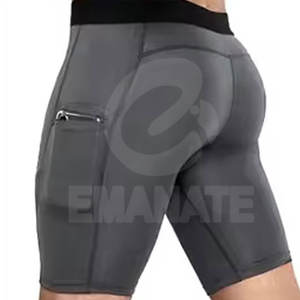 Shorts de compression légers pour hommes en toile respirante avec taille élastique, service OEM en gros, poches latérales, en Spandex/Nylon - Product Image 2