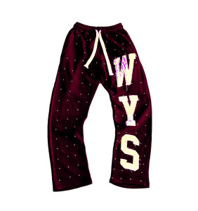 กางเกงขาบานทรงตรงสไตล์วินเทจลำลองปักโลโก้ตามสั่ง กันน้ำ ซักย้อมสีซีดแบบซันเฟด ประดับคริสตัล - Product Image 6