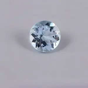 Cristal de cuarzo facetado de 6x6MM de corte brillante redondo de Aguamarina Natural para la fabricación de joyas de piedras preciosas sueltas - Product Image 3