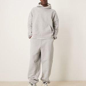 Jersey en blanco de algodón 100% de alta calidad, conjunto de Sudadera con capucha y pantalones de chándal, conjunto de sudadera con logotipo bordado personalizado de Color sólido - Product Image 6