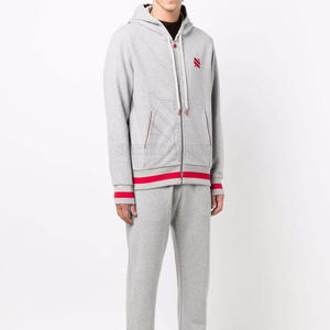 Ensemble de survêtement décontracté d'hiver pour homme en molleton de coton respirant et léger avec fermeture éclair, personnalisable avec logo, haute qualité, prix de gros - Product Image 2