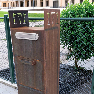 Boîte aux lettres moderne en métal pour jardin extérieur, design moderne, acier corten, décoration de parc, boîte de livraison de colis - Product Image 4