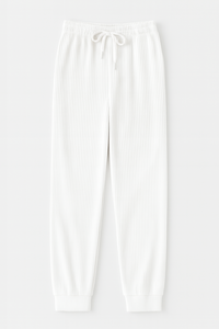 Pantalon de survêtement d'hiver en tricot côtelé tendance, taille mi-haute élastique, devant plat, coupe ample, pantalon pour femme, couleur personnalisée, fabricant en gros - Product Image 4