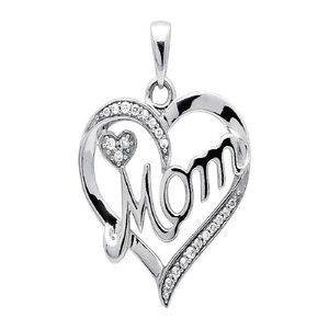 Elegante colgante de corazón MOM Latter con diamantes de moissanita Joyería de plata Hip Hop Iced Out - Product Image 1