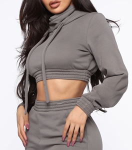 Sudadera con capucha delgada de ombligo corto de tendencia de mujer de alta calidad con logotipo personalizado sudaderas con capucha de venta superior - Product Image 3
