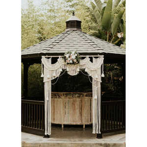 Telón de Fondo de Macramé de Algodón y Cortina de Ventana, Decoración Boho para Bodas con Cortina de Macramé - Product Image 1