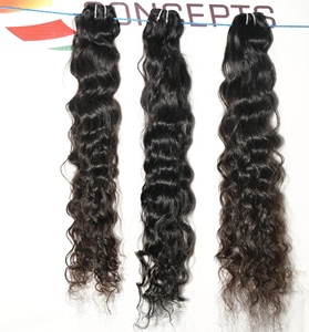 Wholesale Natural Unprocessed Cuticle Aligned Double Weft Bundles Indian Human Raw Virgin Wavy Machine Waves <b>Cheap</b> Vendor Hair - Product Image 2