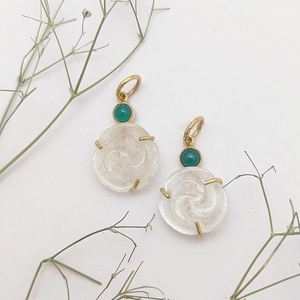 ชุดจี้พลอยมูนสโตนสีรุ้งสลักลายดอกกุหลาบแกะสลักด้วยมือจี้รูปดอกไม้อัญมณีบำบัดสำหรับผู้หญิง - Product Image 1