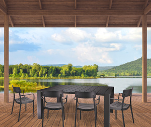 Mesa de comedor al aire libre respetuosa con el medio ambiente impermeable con marco de Metal resistente moderno de alta calidad italiano para Patio de Hotel - Product Image 3