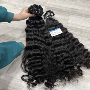 Cutículas completas Fondo grueso Onda natural Doble dibujado 100% Materia prima rusa Extensiones de cabello de punta plana Fábrica de Vietnam - Product Image 5