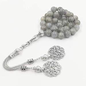 Tasbih-Bracelet musulman en pierre de Labradorite grise naturelle misbaha, 33 perles, cadeau islamique (10mm x 33 perles) - Product Image 2