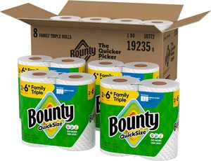 Bounty Quick-Size Paper Towels, White, 8 Family Triple Rolls = 27 Regular Rolls - Product Image 2