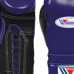 Gants de boxe à lacets Winning, violet et noir, cuir véritable de qualité supérieure, gants d'entraînement professionnels pour la boxe et le sparring, 8 oz, 16 oz - Product Image 3