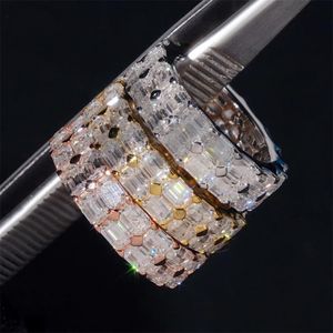 Nouvelle arrivée classique hommes bijoux deux rangées émeraude coupe éternité bague pour hommes - Product Image 2