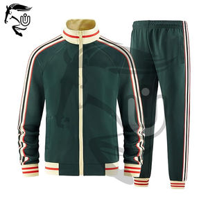 Ensemble de survêtements d'hiver pour hommes en polaire polyester/coton, manches longues, fermeture éclair intégrale, taille élastique, séchage rapide, respirant, survêtement actif - Product Image 4