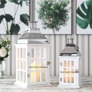 High Quality Decorative Metal Candle <b>Lantern</b> Square Shape White/Silver Hanging <b>Lantern</b> for Home & Garden Decor - Product Image 3