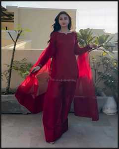 Punjabi kameez shalwar pallazzo ผ้าไหมพื้นเมืองปากีสถานแขนยาวผ้าออร์แกนซ่า dupatta อินเดียขายส่ง farshi ชาติพันธุ์เจียมเนื้อเจียมตัว - Product Image 5