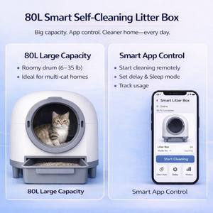 Litière pour chat multi-chats à nettoyage automatique intelligent, sans poussière, anti-odeurs, en gros, vente chaude, matériau PP/ABS, 80L intérieur - Product Image 3