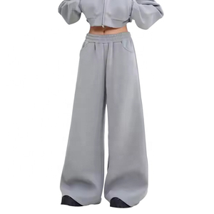 Custom Logo Printing Plain Blank Wide Leg Baggy Style Oversized Trousers Customized Logo Print inner Drawstring Botton Trouser - Product Image 1