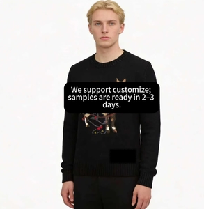 Sweater Rajut Kustom Unisex dengan Grafik Beruang dan Kuda, Kerah Bulat, Lengan Panjang, Pullover Kasual untuk Pria Wanita.