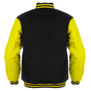 American Letterman Jacket Negro Lana Turquesa Mangas de cuero Classic High School College Varsity Jacket Diseño personalizable - Product Image 4