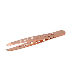 Pinzas Ergonómicas de Acero Inoxidable con Punta Inclinada para Depilar Cejas - Agarre Cómodo y Controlado - Product Image 1