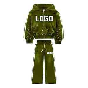 Conjunto Deportivo Informal Vintage con Lavado Ácido, Sudadera con Capucha y Pantalones Deportivos, 100% Algodón Ecológico, Estampado Personalizado al por Mayor - Product Image 6